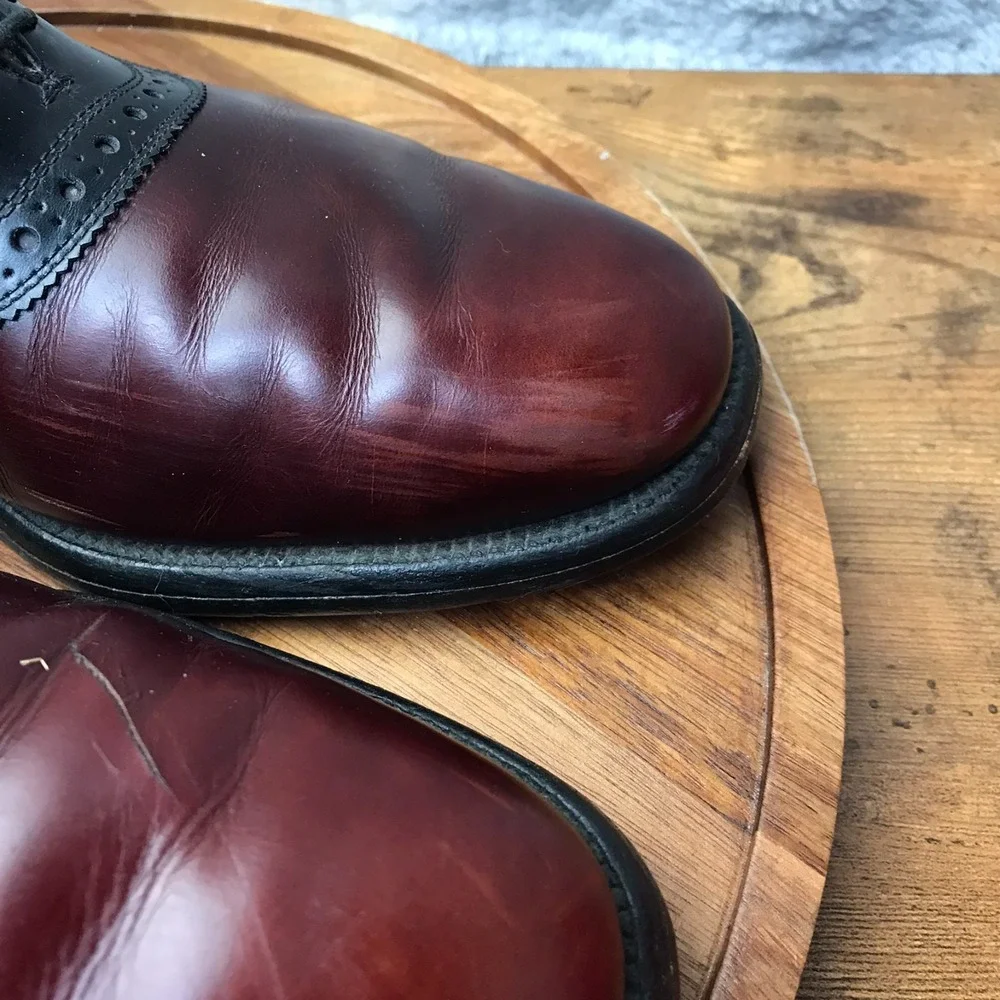 Allen Edmonds Polo Saddle Oxford‎ Dress Shoes Mens 9.5C Burgundy/Black *Flaws